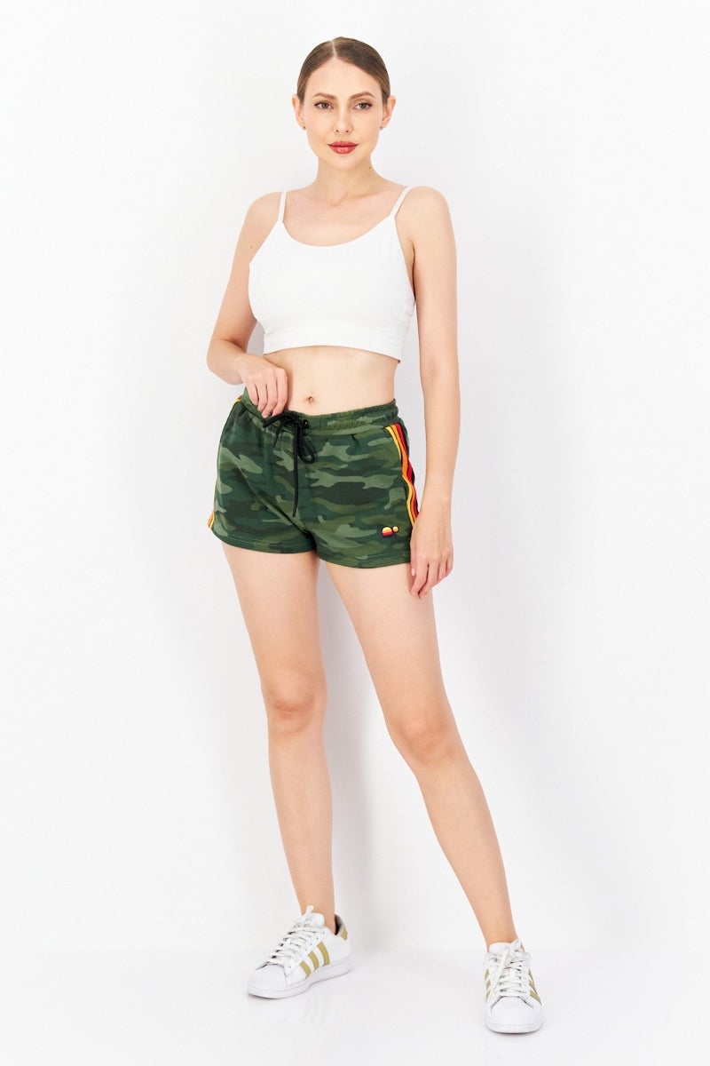 Ocean Pacific Women Camouflage Drawstring Basic Shorts, Olive Combo - Image 2